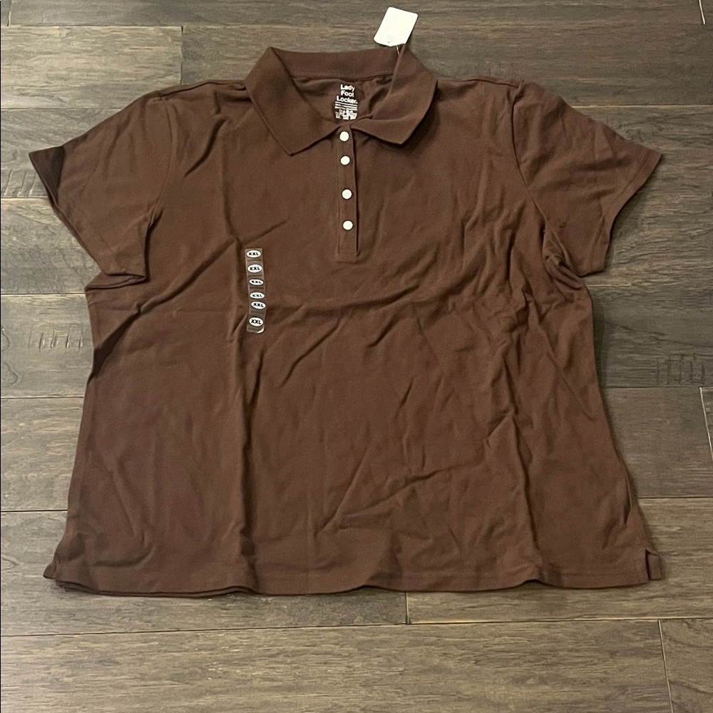 Lady Foot Locker Pique Polo Shirt brown new Women’s Size XXL